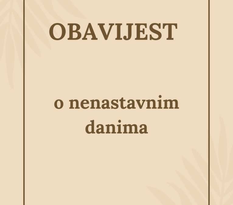 Obavijest za učenike, roditelje i djelatnike škole