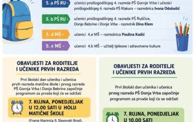Obavijest o početku nove školske godine